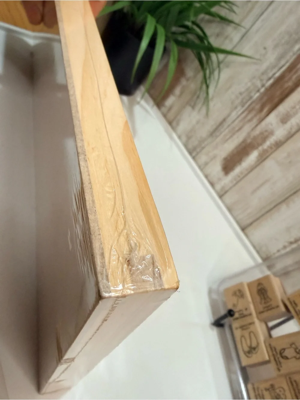Wooden Rubber Stamp Set - Natural Wood Tone